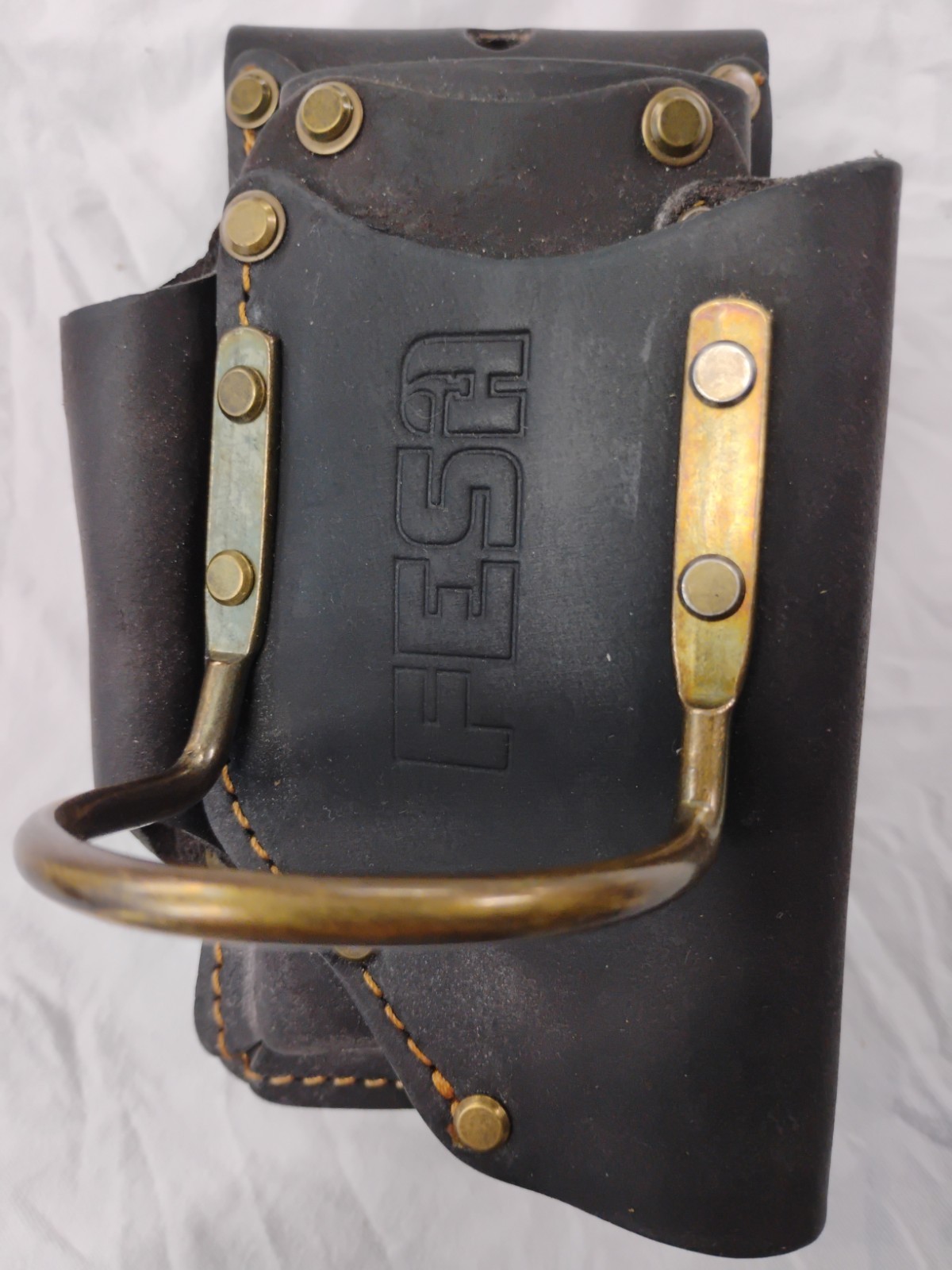 FESA 4-In-1 Brown Top Grain Leather Tool Pouch, Fits 3″ Belts, 7-3/4” X 3-5/8”