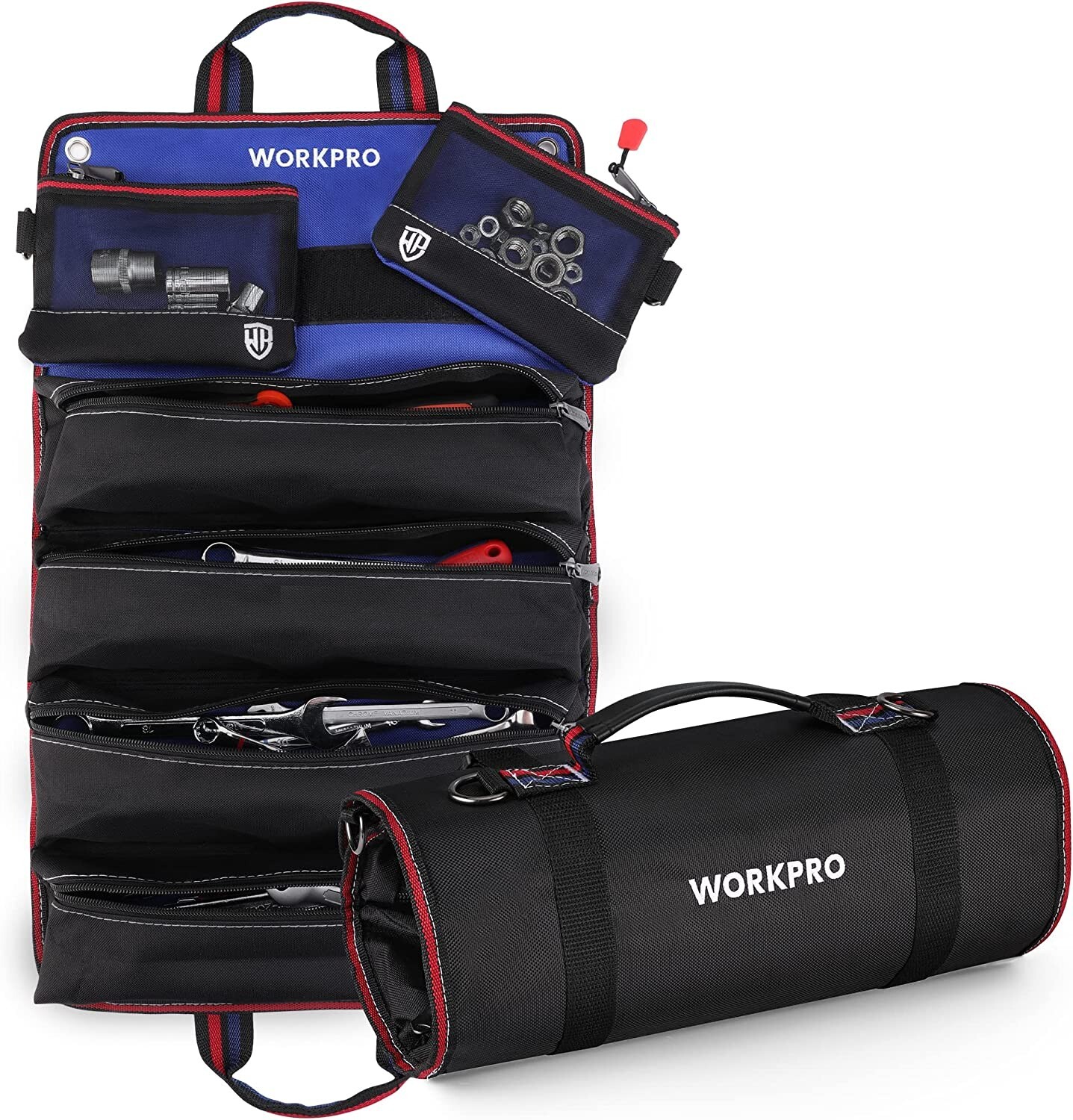WORKPRO Black/Camo Roll Up Tool Bags with Detachable Tool Pouches with 6 Pockets