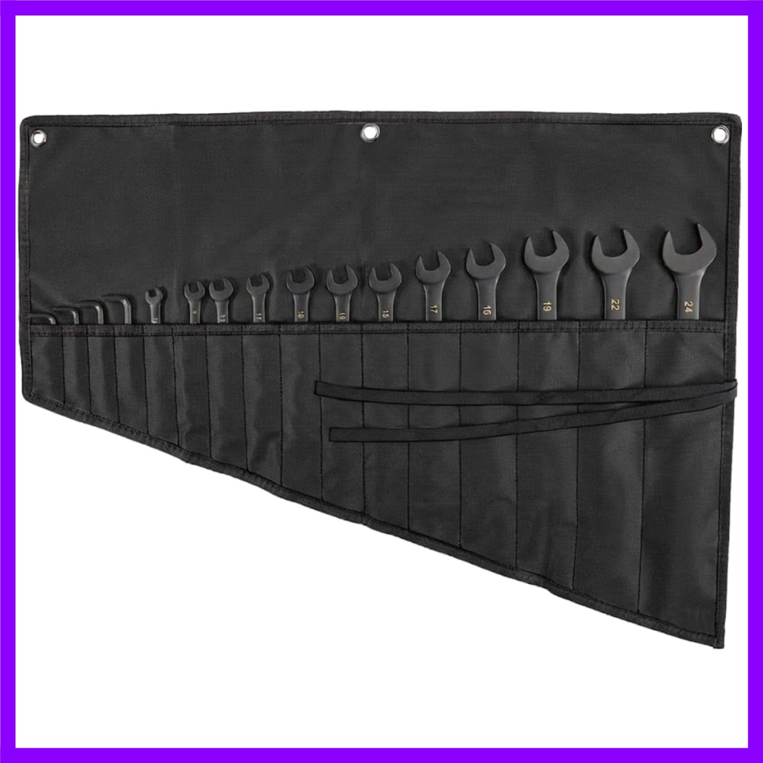 Wrench Roll Up Pouch – 16 Slot Heavy Duty Canvas Tool Organizer – Portable with