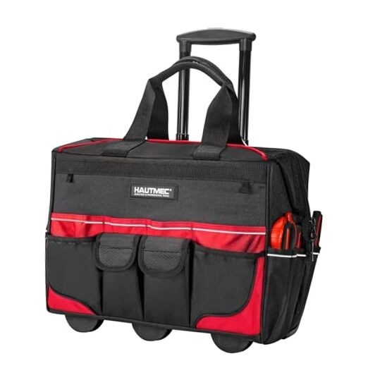 18″ Black Heavy-Duty Water-Resistant Tool Bag with Wheels – 18″ Rolling Tool Bag
