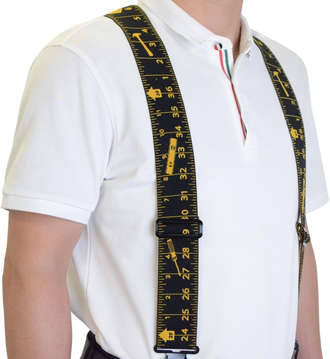 AISENIN Mens Tape Measure Suspenders, 2 Inch Wide Adjustable Work Suspenders…
