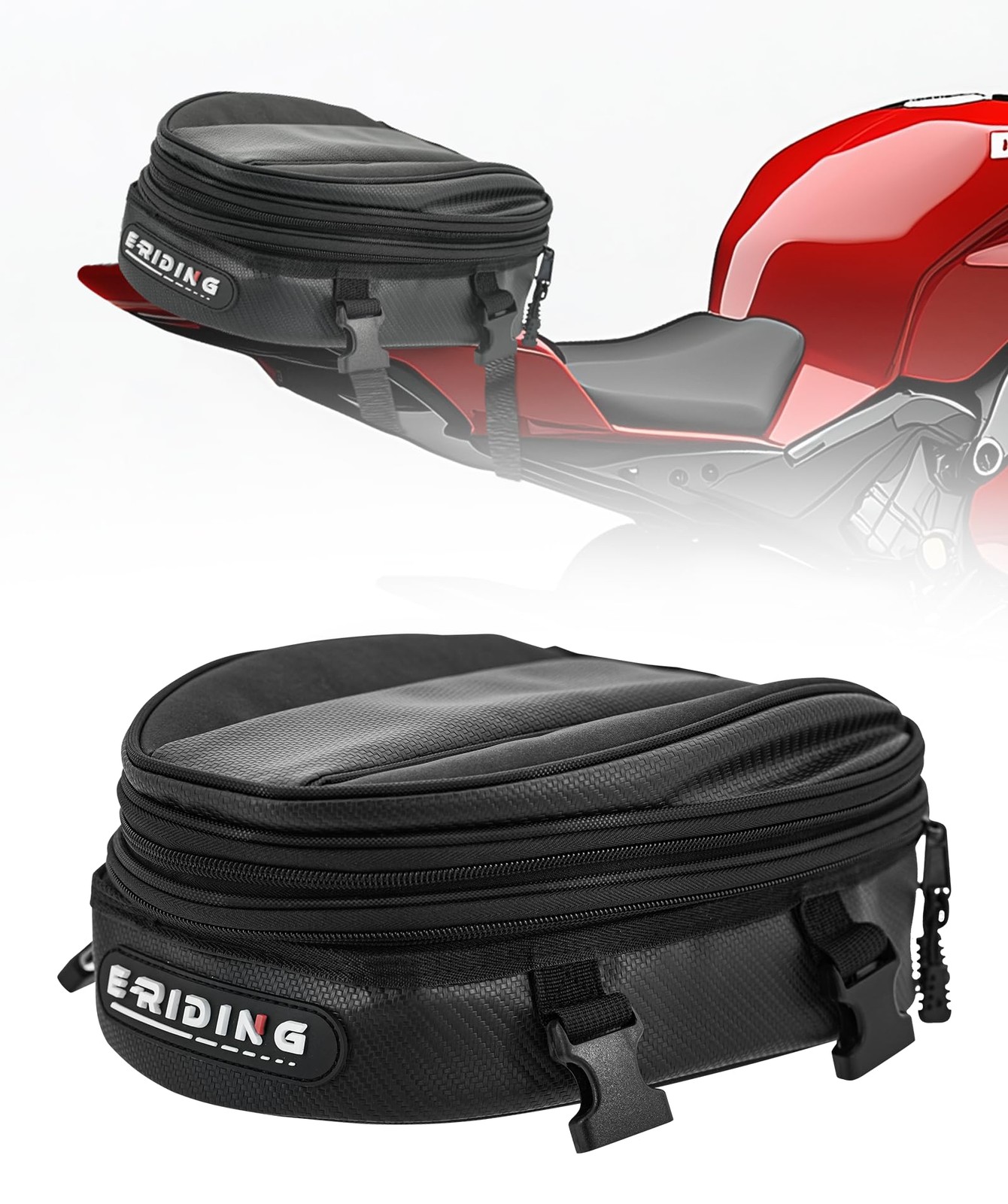 Motorcycle Tail Bag, 12L-15L Expandable Waterproof Motorbike Rear Seat Luggag…