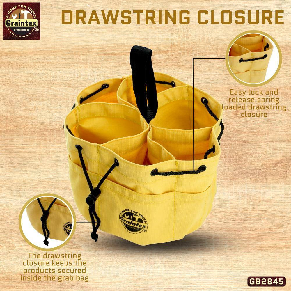 10 In. 18-Pockets Grab Tool Bags with Drawstring Closure Set of 3