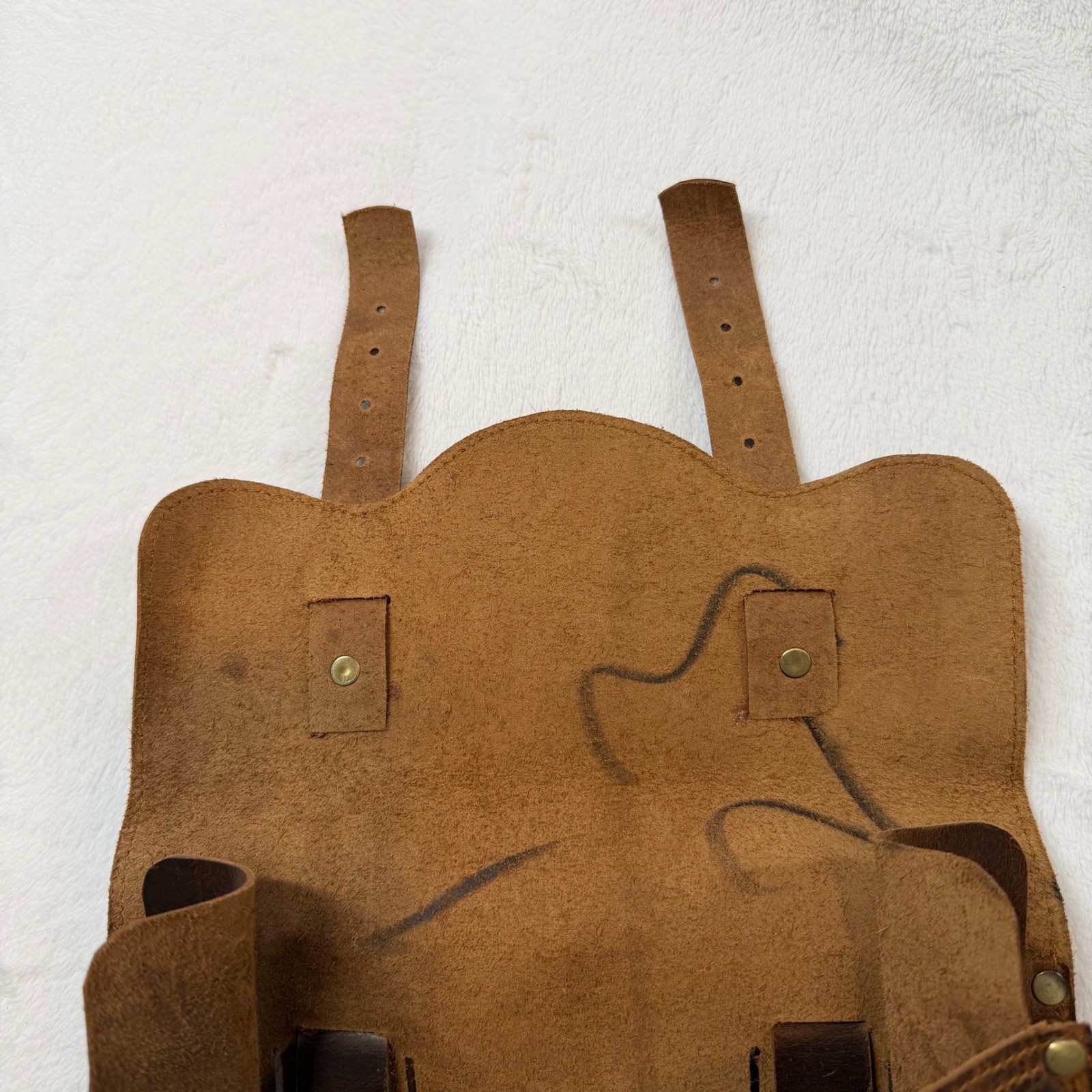 Unbranded Leather Handlebar Tool Bag Brown Good Distressed Buckle Moto Accessory