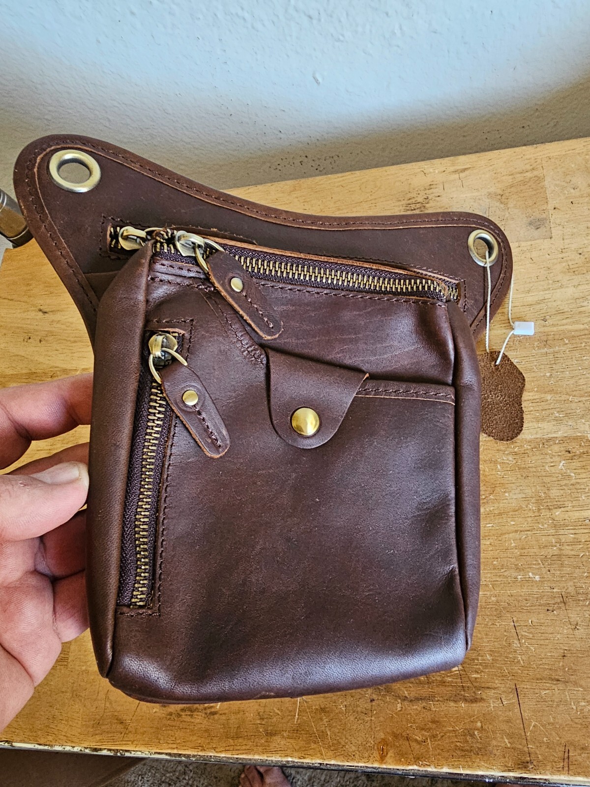 Professional Barber Hair Stylist Belt Bag Tool Bag Pouch Natural Leather Brown