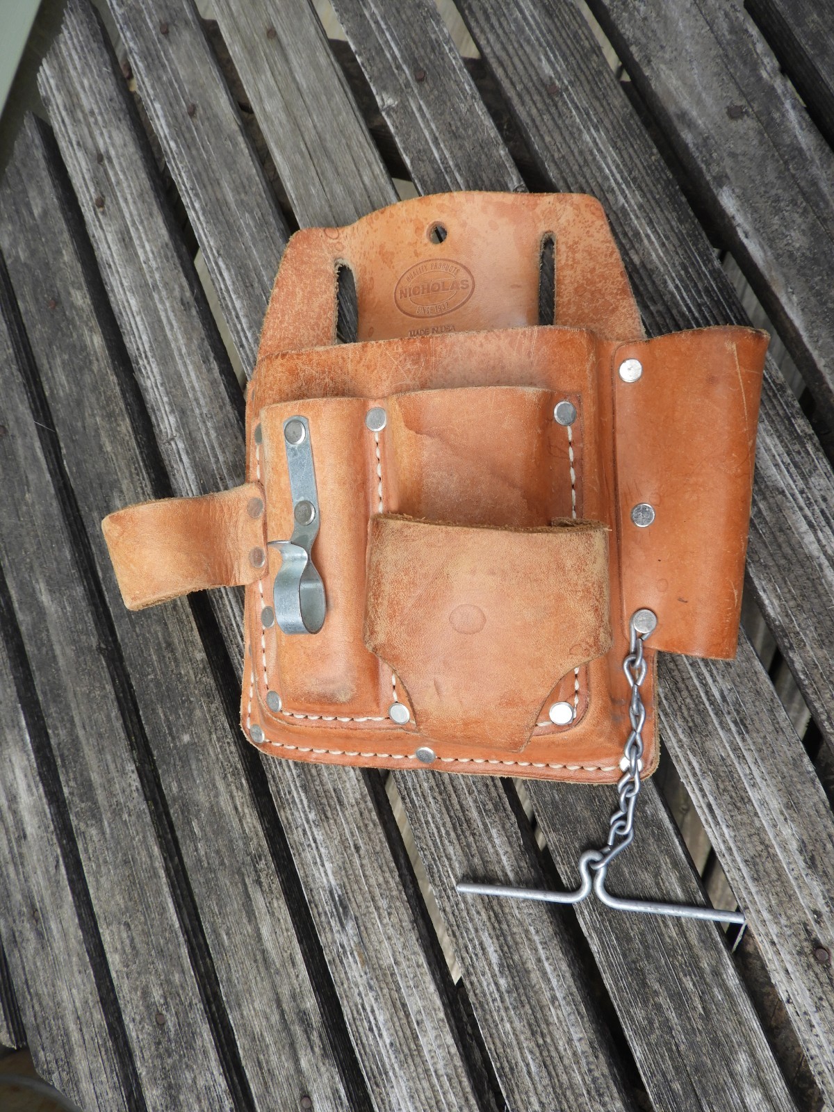 Vintage Nicholas Leather Tool Pouch No. 690 USA Electrician Lineman Holster