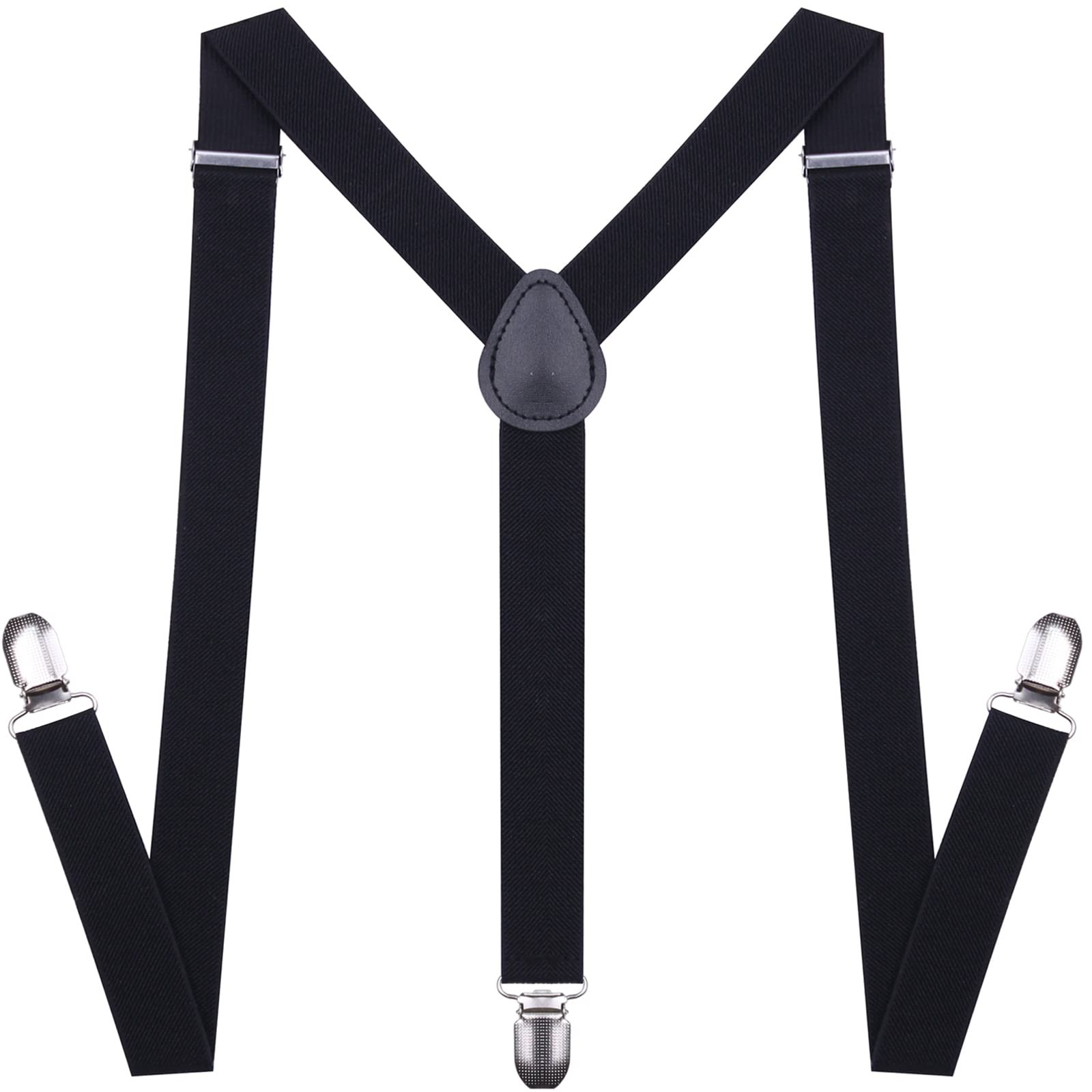 chiyu-yang Black Suspenders for Men and Women – Adjustable Tall Large,