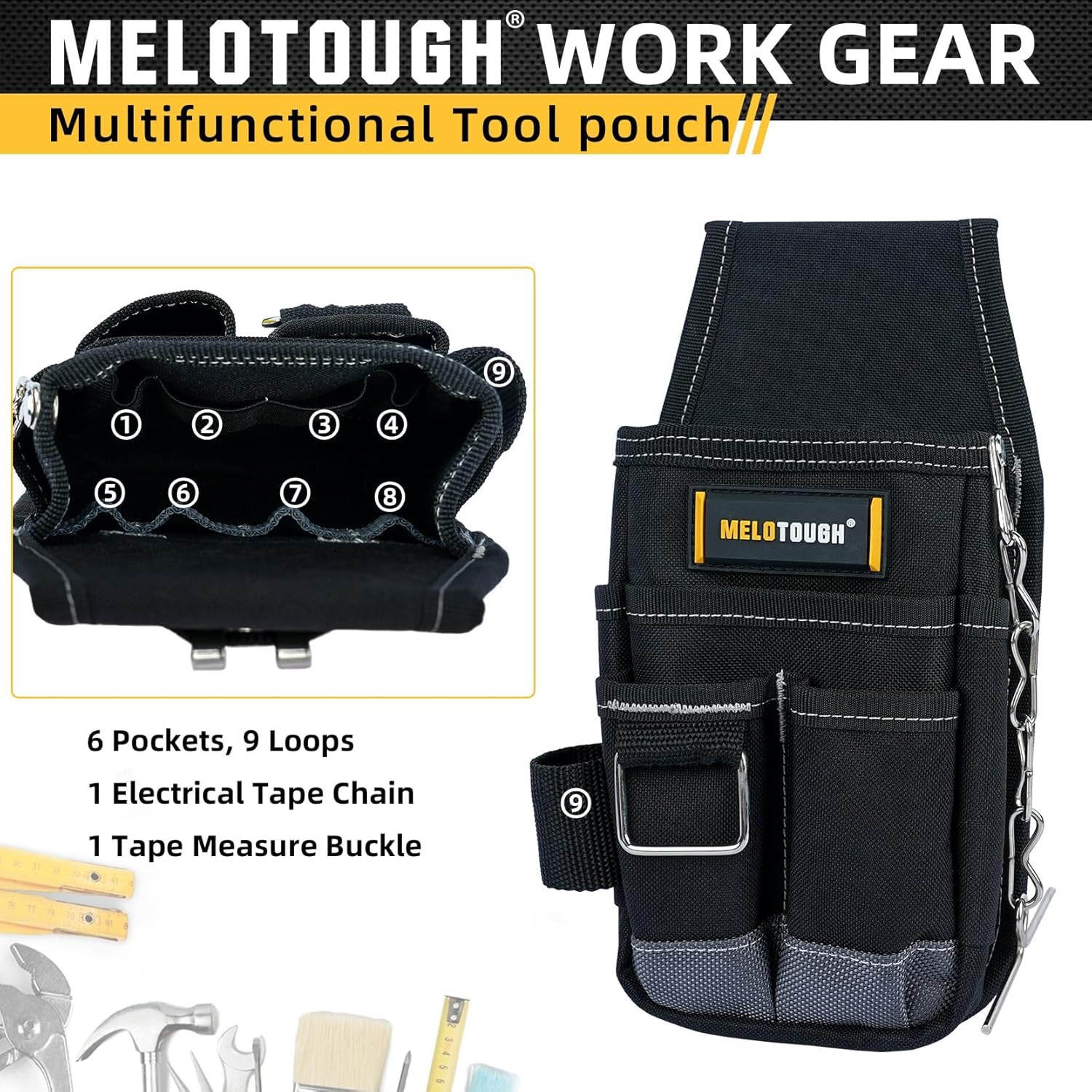 Pocket Tool Pouch Tool Belt Pouches with Belt Clip Utility Mini Tool