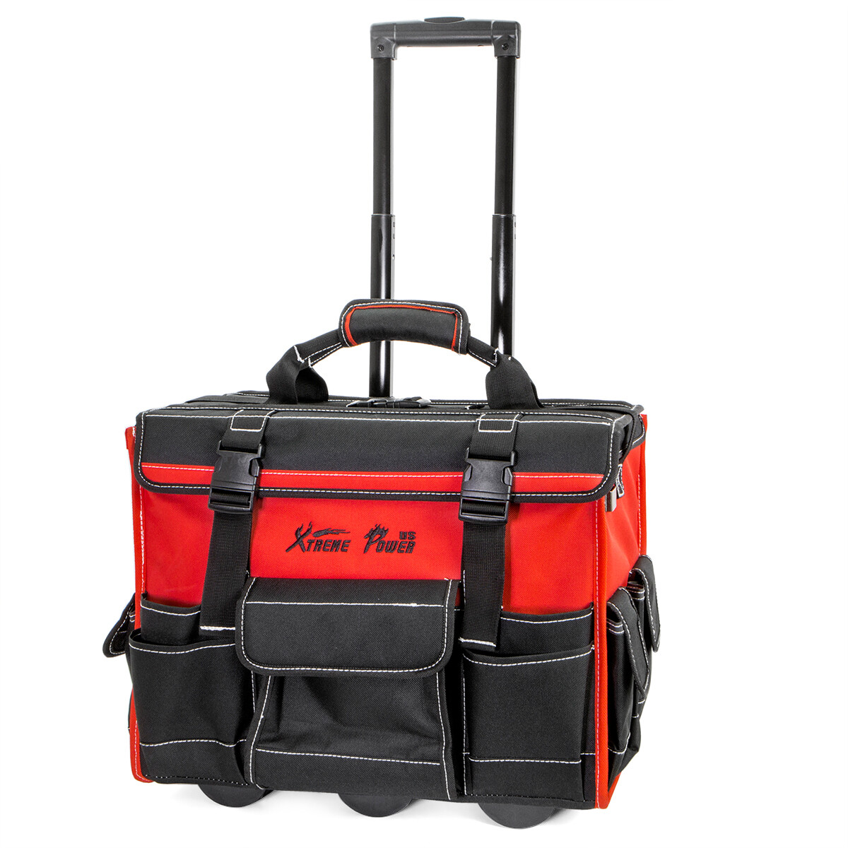 Portable Tool Bag with Wheels Rolling Tote 18″ Wheeled Storage Case & 19 Pockets