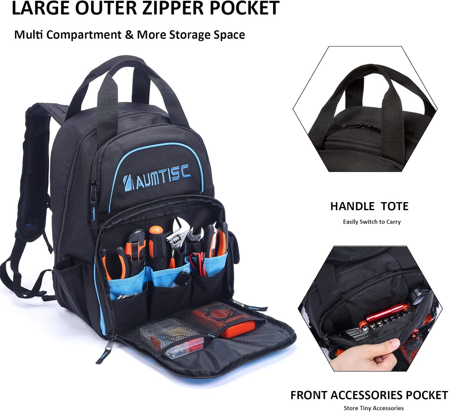 Tool Backpack for Men, Heavy Duty Work Bag for Construction, HVAC & Repair