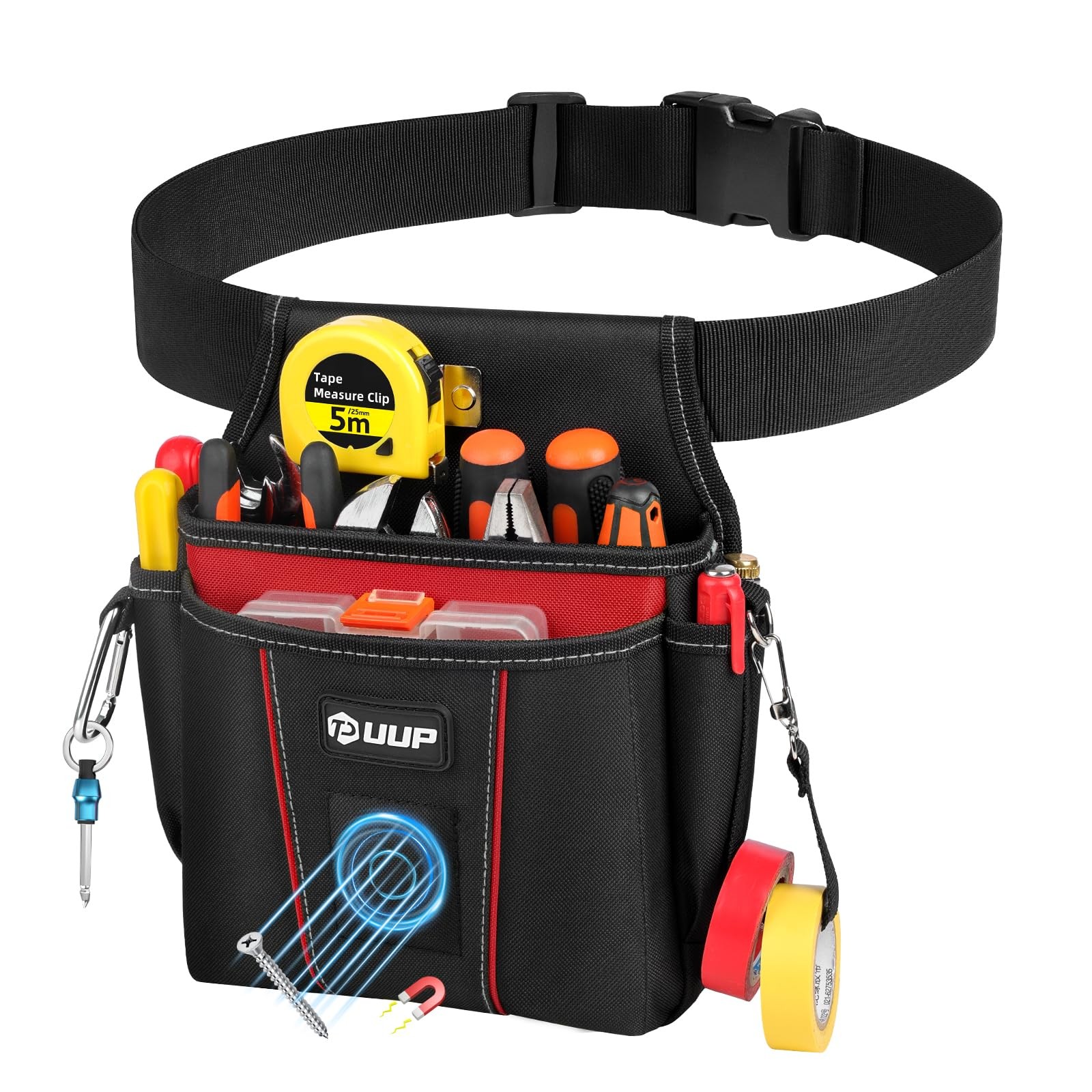 Tool Belt for Men, 10 Pockets Magnetic Tool Pouch Heavy Duty Toolbelt