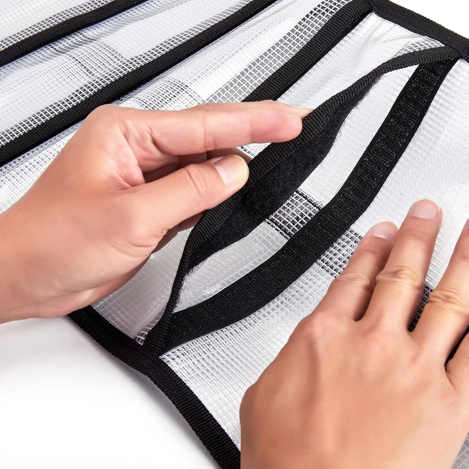 Small Roll Up Tool Storage Bag 6 Pocket Organizer Transparent Travel