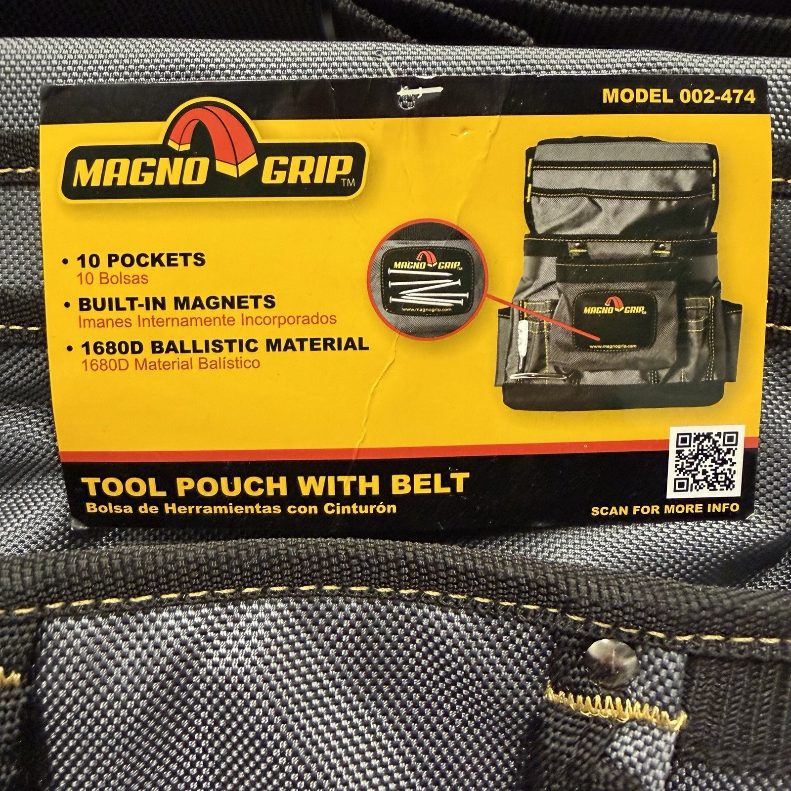 Magno Grip Tool Pouch w/ Belt 002-474 10 Pocket Magnetic 1680D NEW