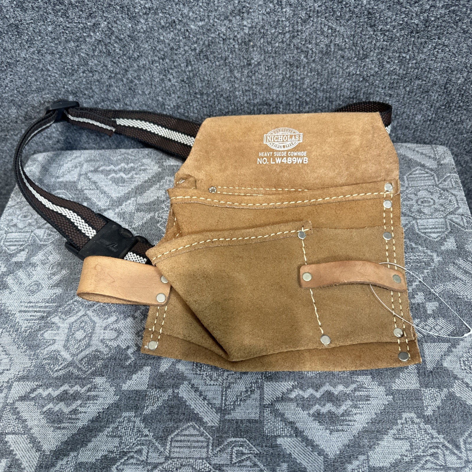 Nicholas LW489WB Heavy Split Cowhide Leather Carpenter Tool Belt Pouch Bag
