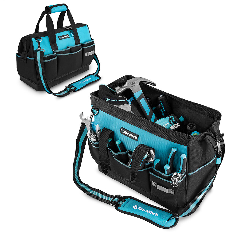 DURATECH 16″ Heavy Duty Tool Bag 18Pocket Tool Organizer Wide Open Mouth Toolbag