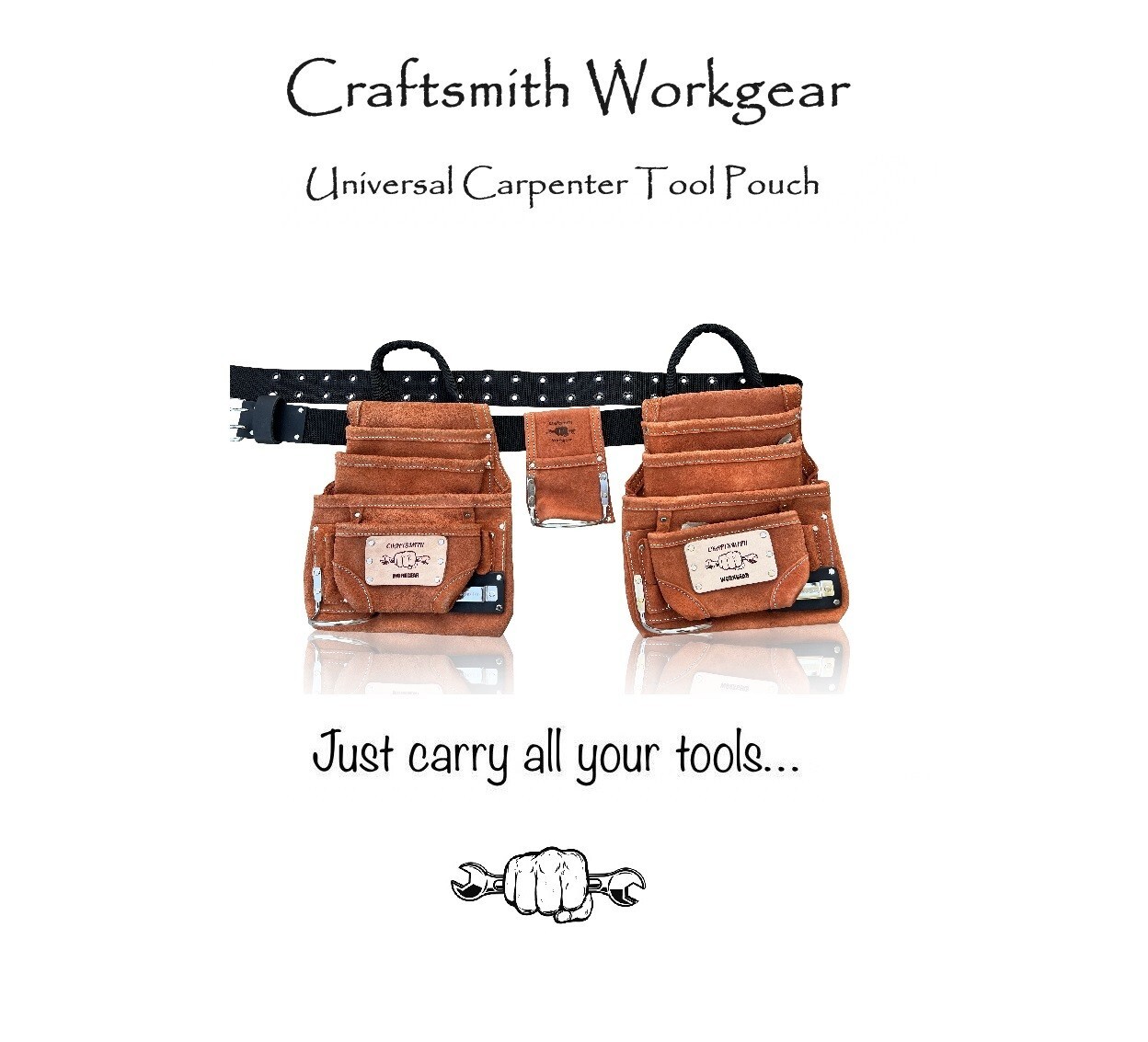 Heavy Duty Roofer, Framer, and Carpenter Tool Belt | Suede Leather | Durable