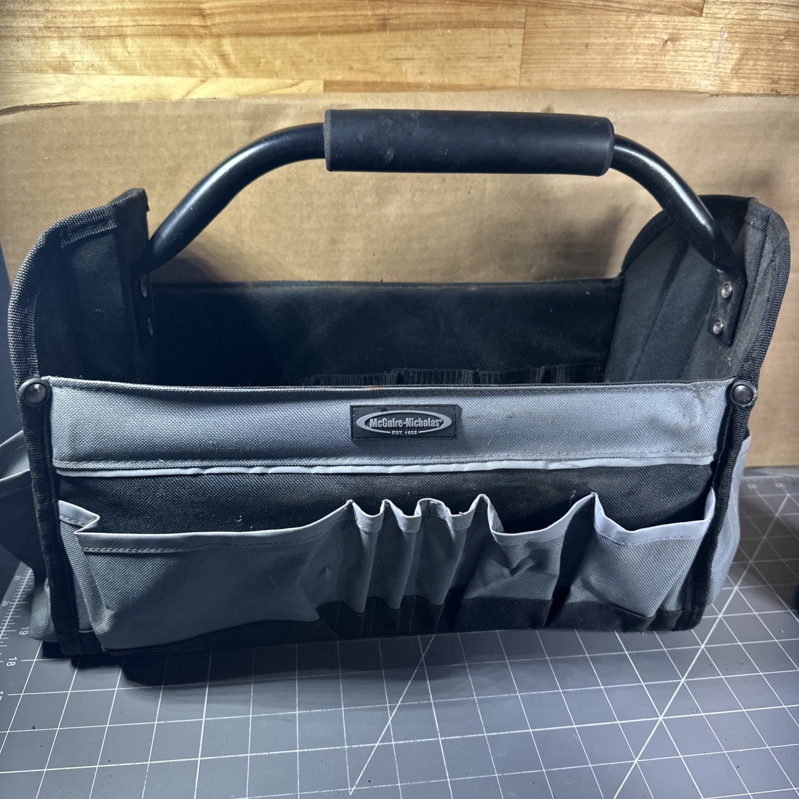 McGuire-Nicholas 15″ Collapsible Tool Tote, Grey Black Tool Tote Bag