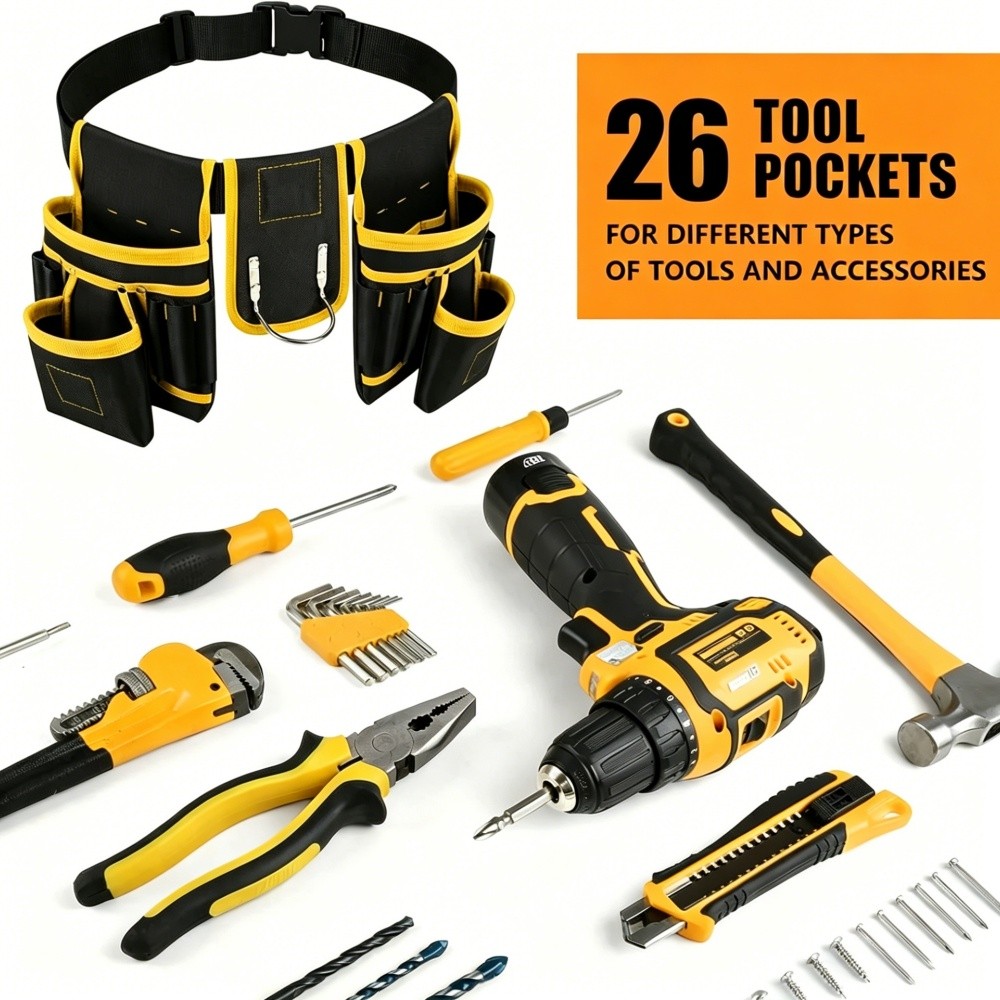 Magnetic Tool Belt for Men, 26 Pockets Heavy Duty Tool Pouch, Magnet Holster Nai