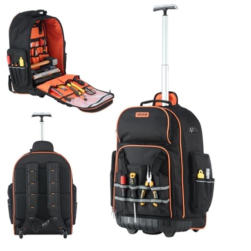 Heavy-Duty Rolling Tool Bag, 72-Pocket, 110lb