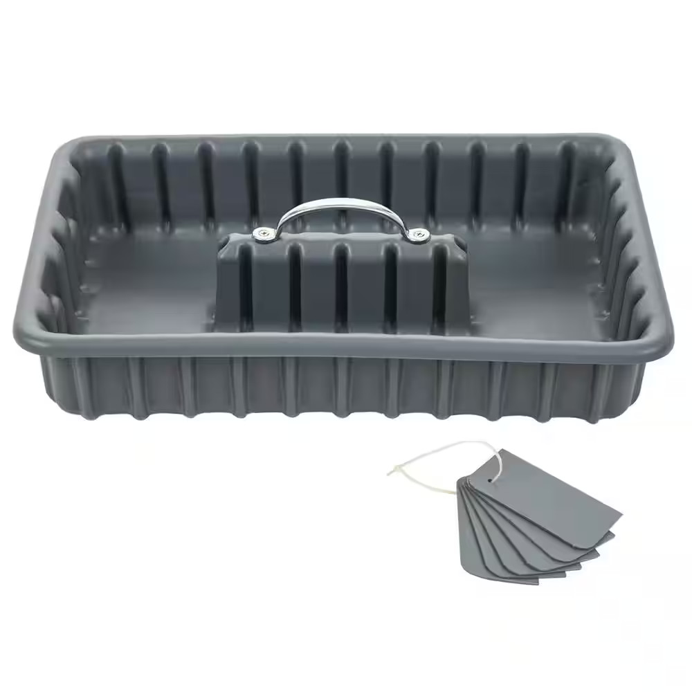 Professional Grade 17 In. Gray Polyethylene Tote Tray With 6-Dividers Free Shipp