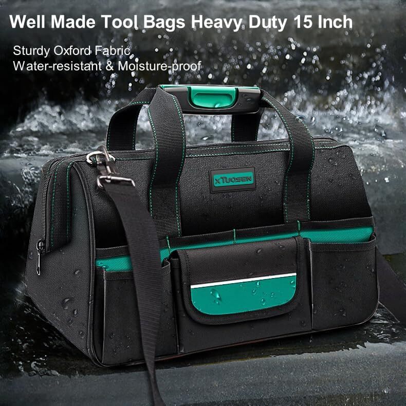 Tool Bag Heavy Duty 16.5-Inch with 16 Pockets Portable Handle Adjustable Shoulde