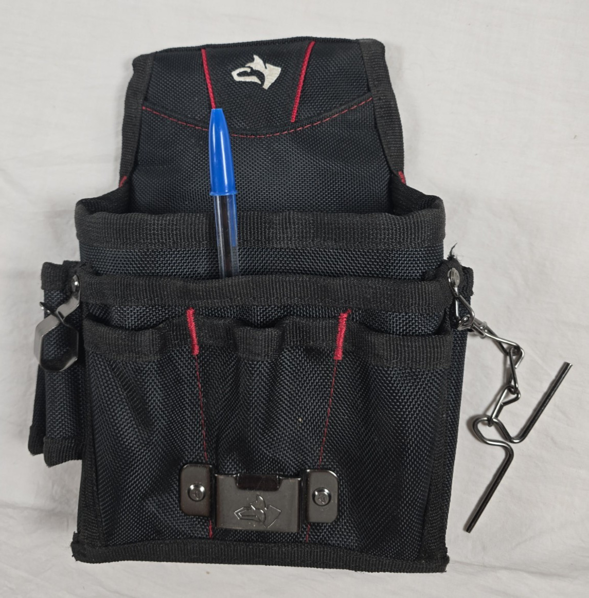 9-Pocket Husky Tool Belt Pouch Black Electrician Carpenter Utility Pouch
