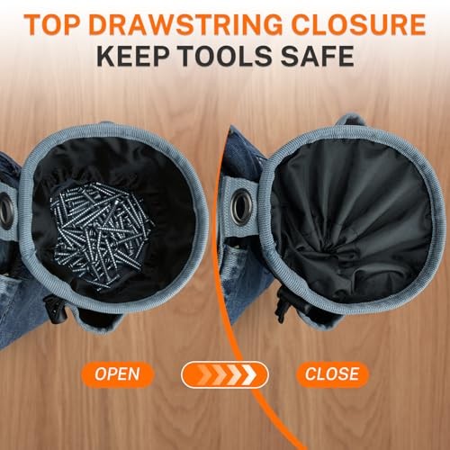 Drawstring Tool Pouch – 2 Sizes | Clip-On Nail, Screw & Bolt Bag | Small Black