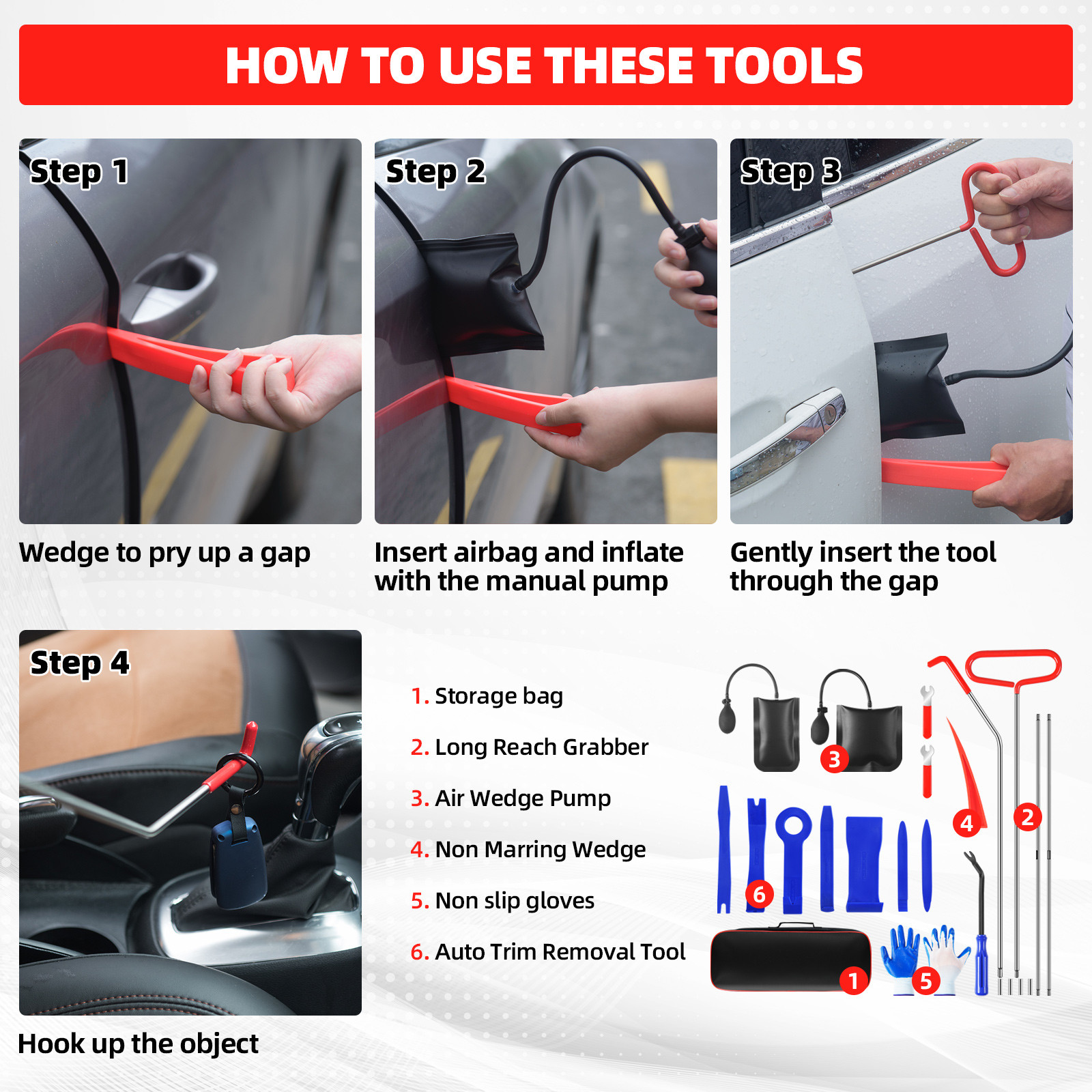 3 pcs Air Wedge Bag Pump Commercial Inflatable Air Wedge Pump Tool,Air Wedge Pum