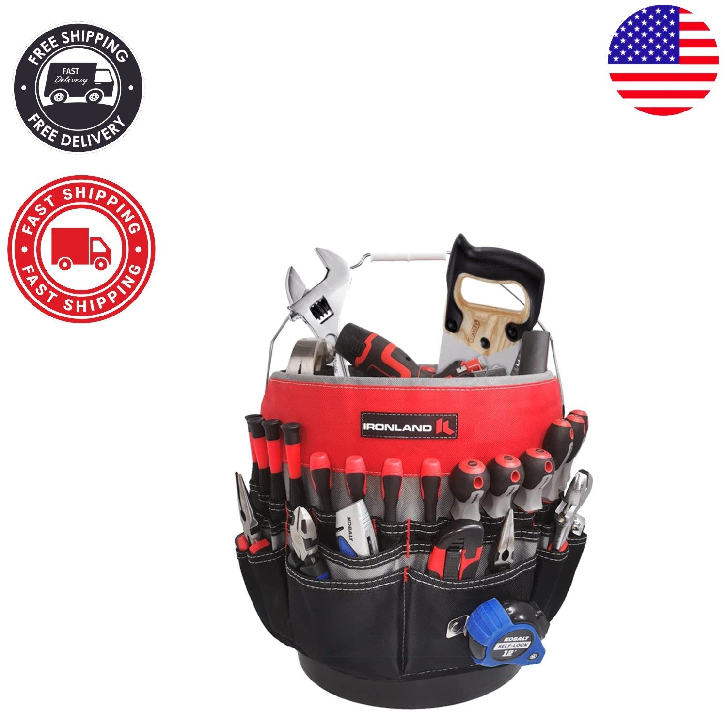 Heavy Duty 51 Pocket Bucket Tool Organizer – Ideal for Electricians and Builders