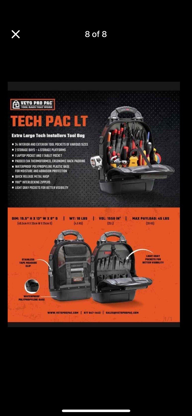 VETO PRO PAC Tech Pac MC Tool Backpack – VPP1050