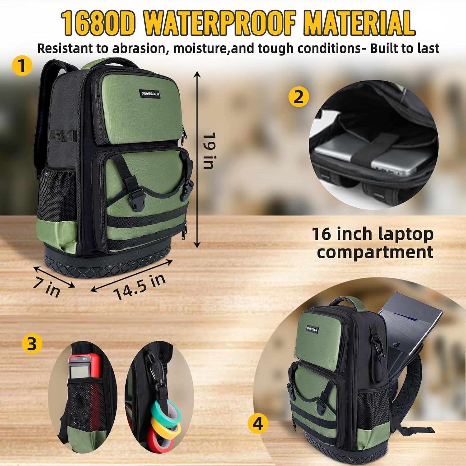 Versatile Tool Backpack for Electricians and HVAC Techs – Waterproof Design