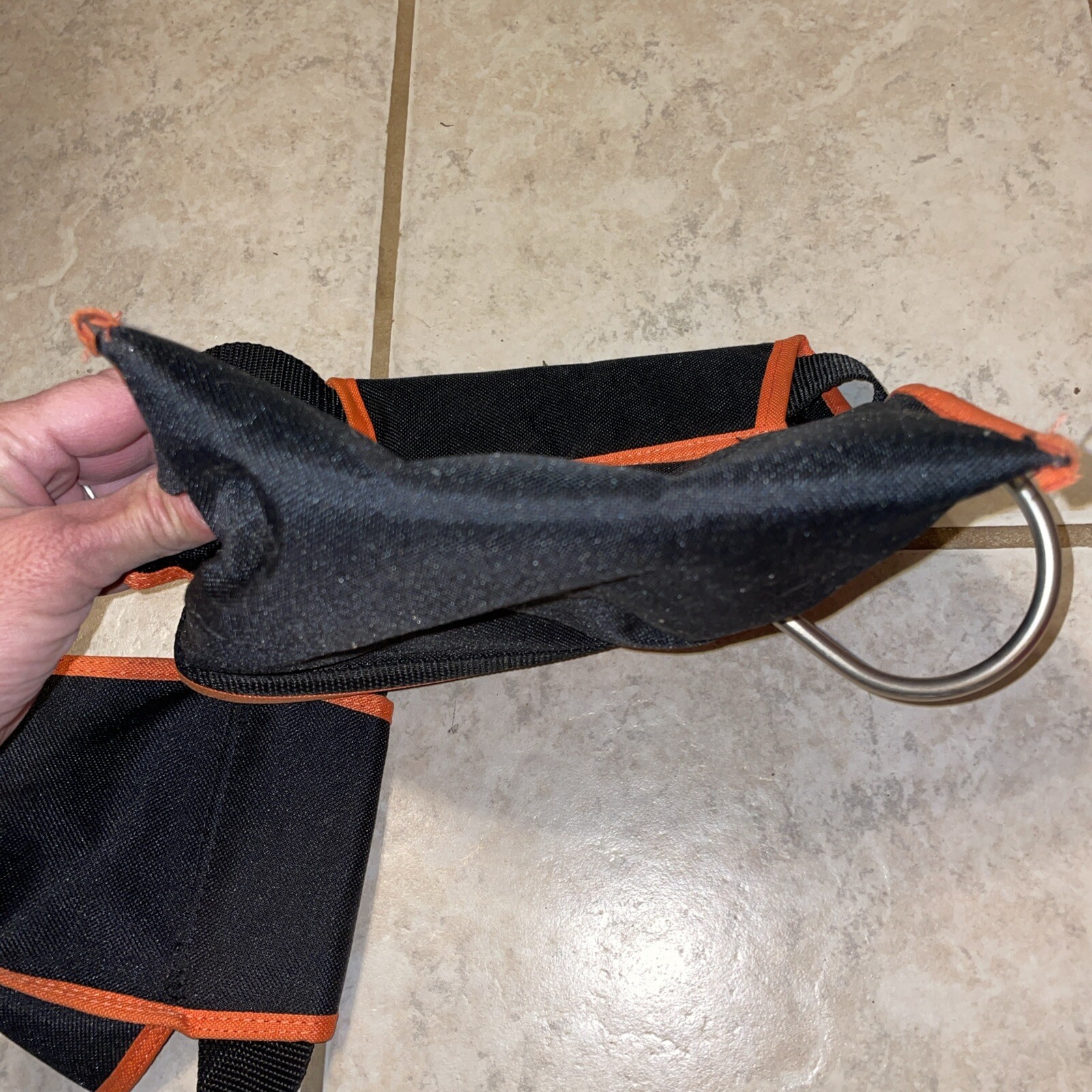 Black and orange removable tool belt with Tape Measure Pocket