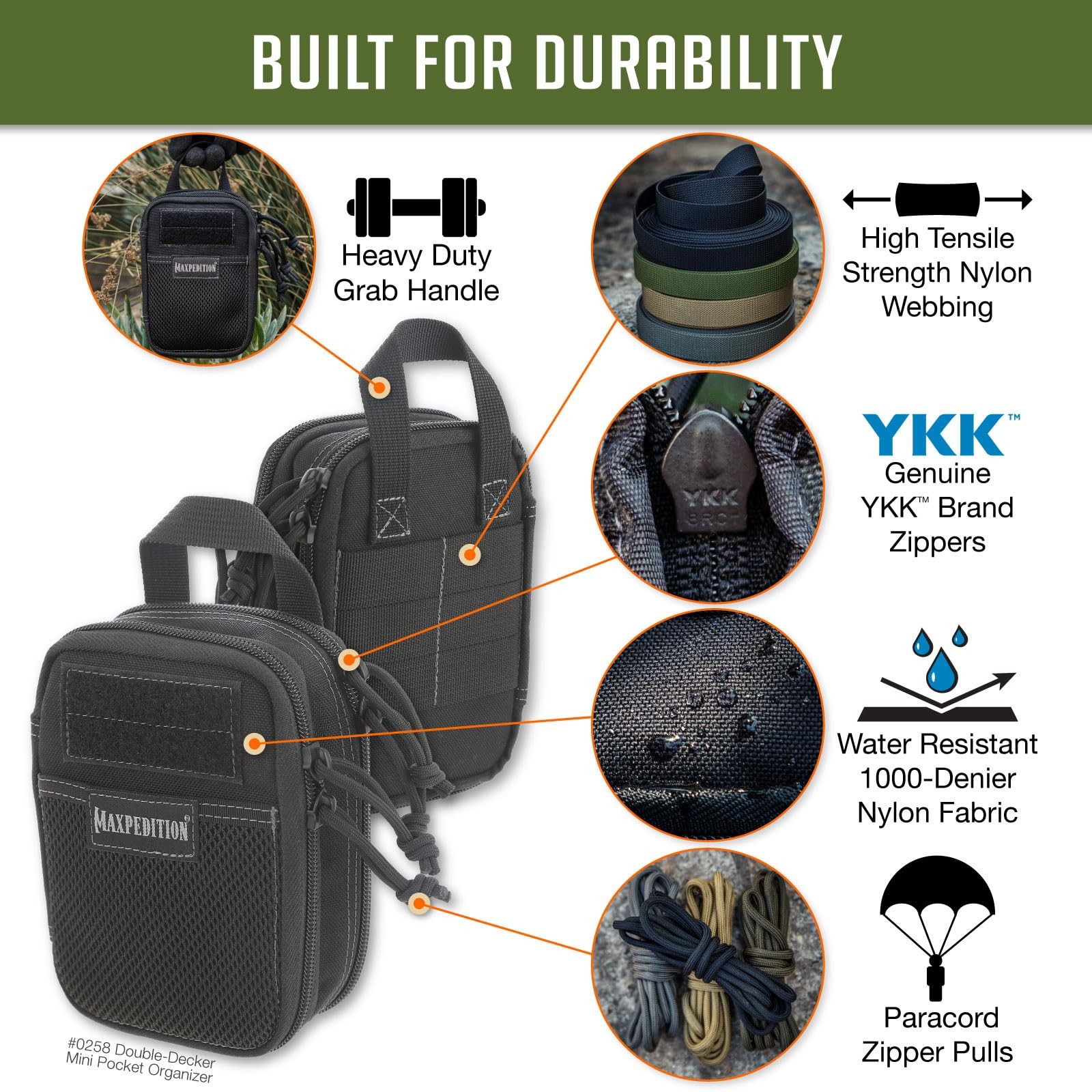 Maxpedition Double-Decker Mini Pocket Organizer MOLLE Tactical Pouch Black