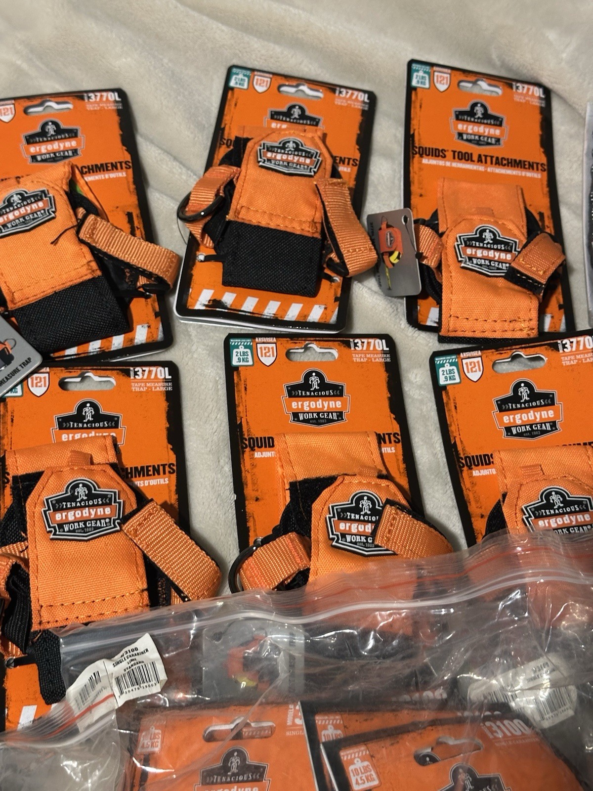 6pc Ergodyne Squids 3770L Adjustable Tape Measure Holder Large Orange/Black