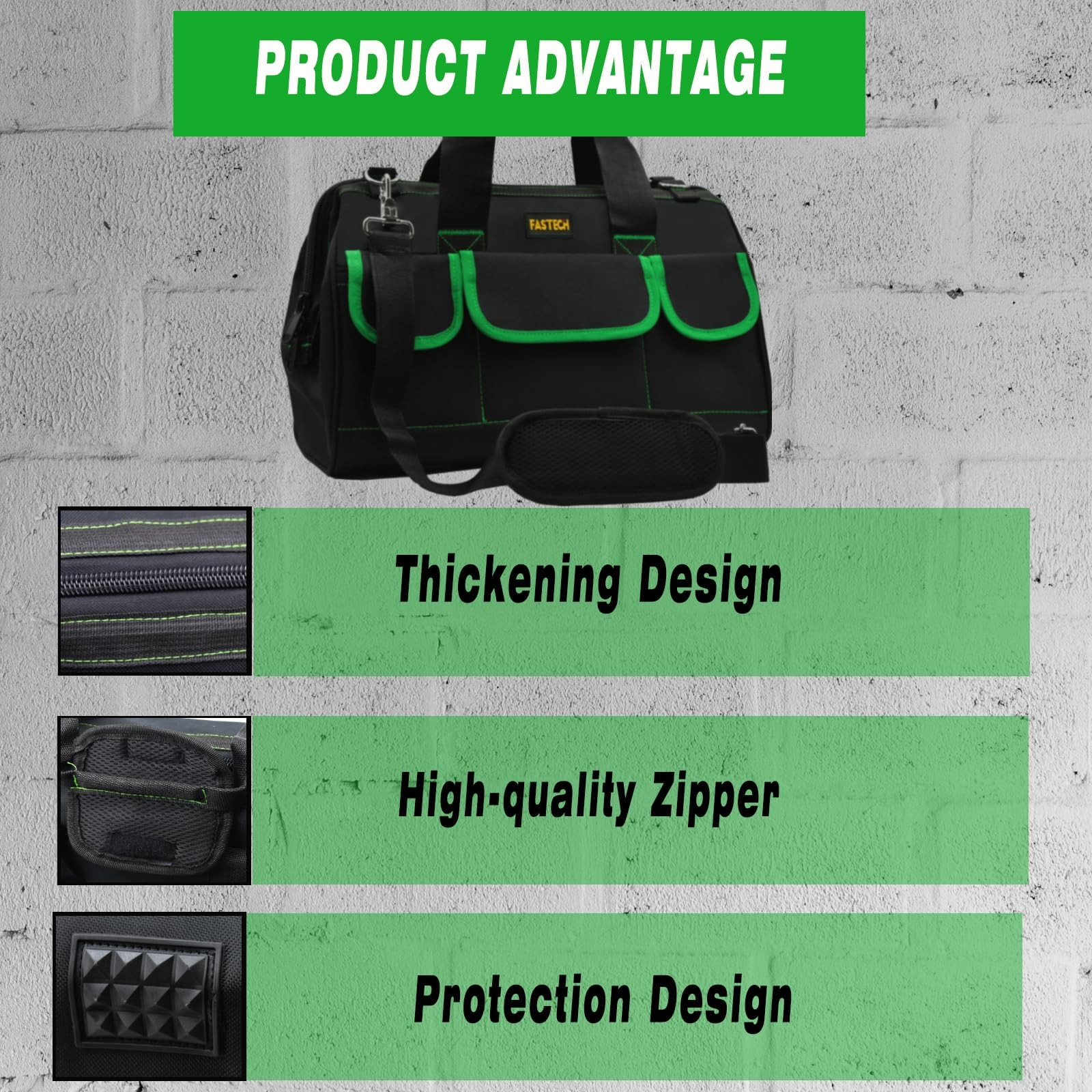 20 Inch Tool Bag With Comfortable Shoulder Straps, Waterproof Wide Mouth Tool…