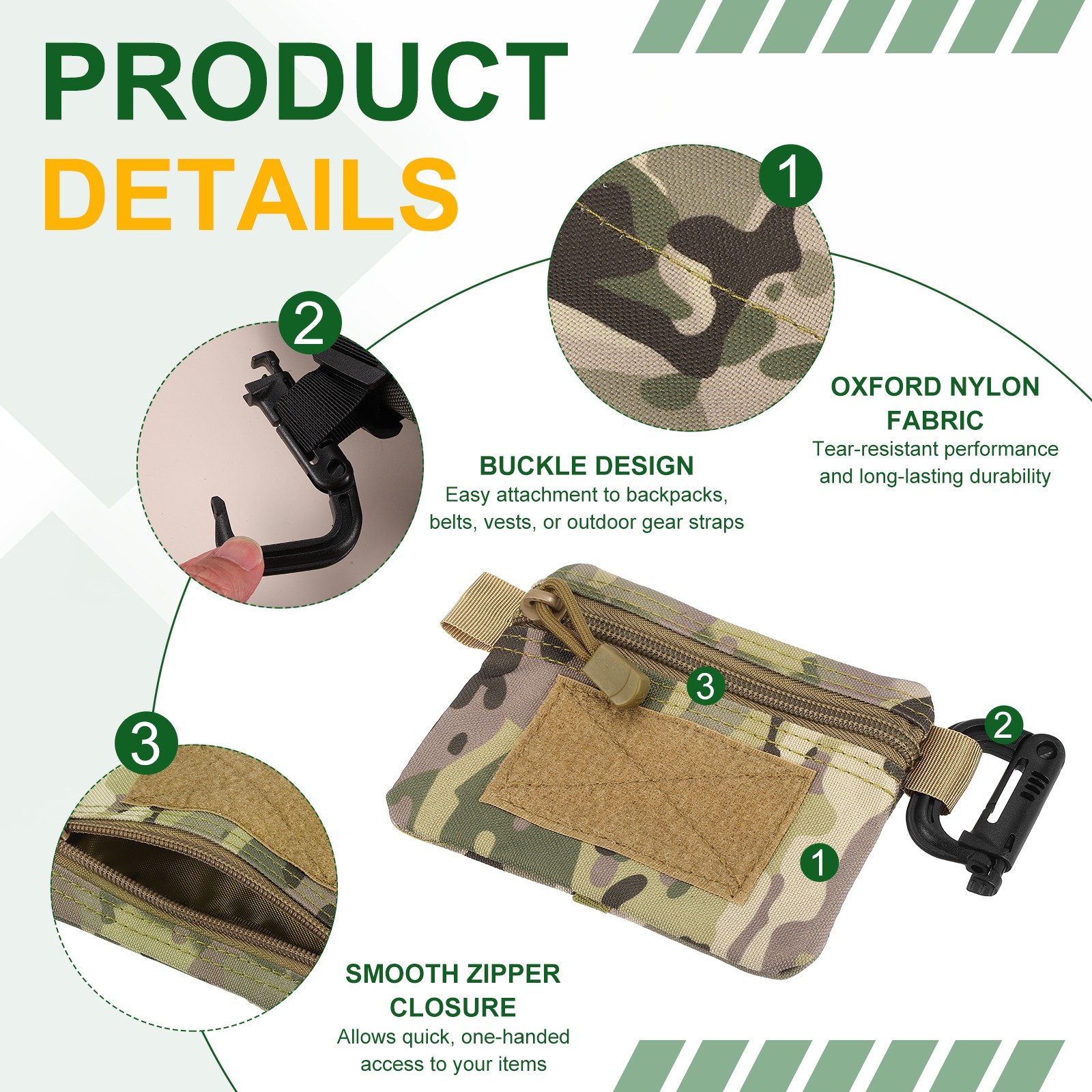 Small Admin Pouch, Nylon Zipper Pouch Storage Pocket 5.3″x4.1″ &Camouflage Color