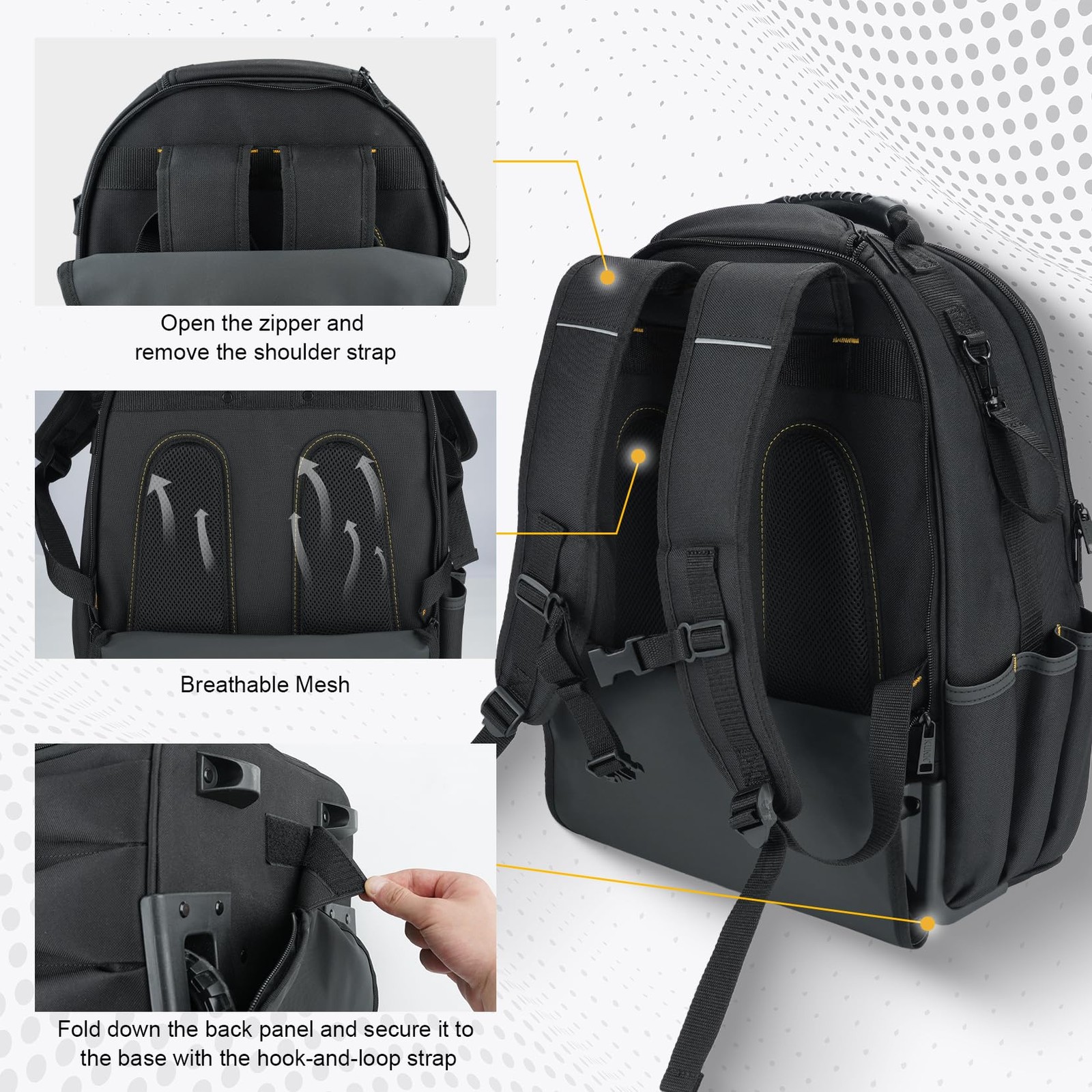 Rolling Tool Backpack with Wheels, Heavy Duty Waterproof Wheeled Tool Bag, 47…
