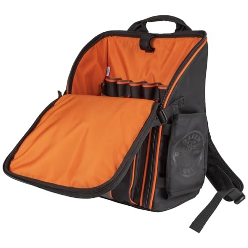 Klein Tools Tradesman Pro Tool Backpack 21 Pockets Water Resistant Black Orange