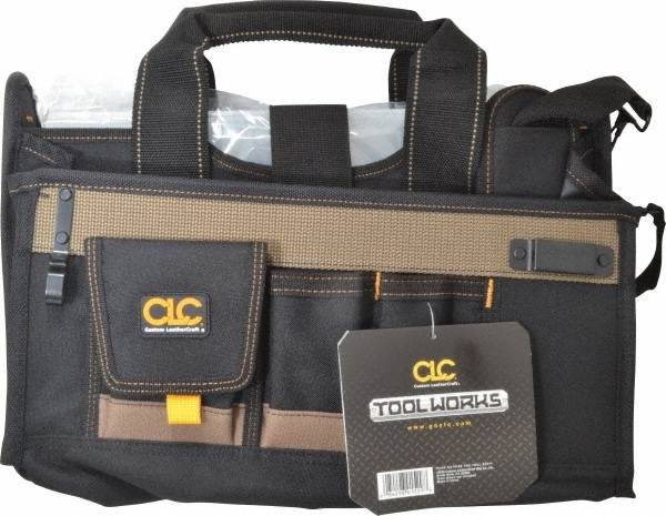 CLC 15 Pocket Black & Brown Polyester Tool Bag 16″ Wide x 9″ Deep x 9″ High