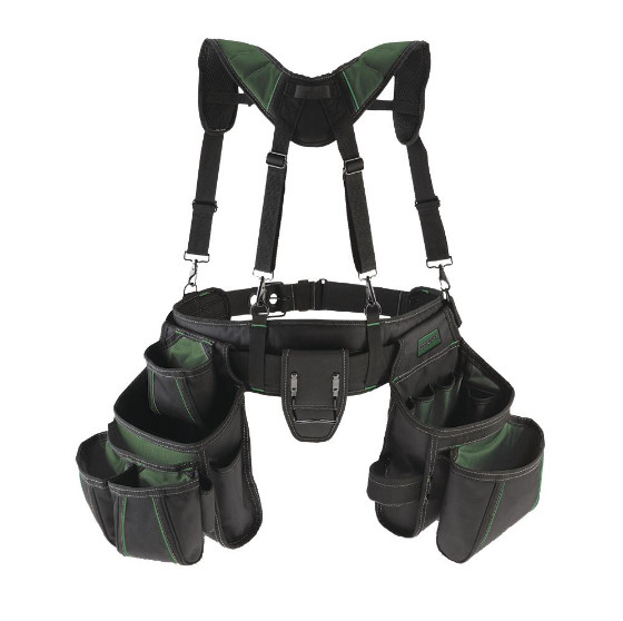 18 Pocket Polyester Carpenter Suspension Tool Rig Padded Belt with Suspenders