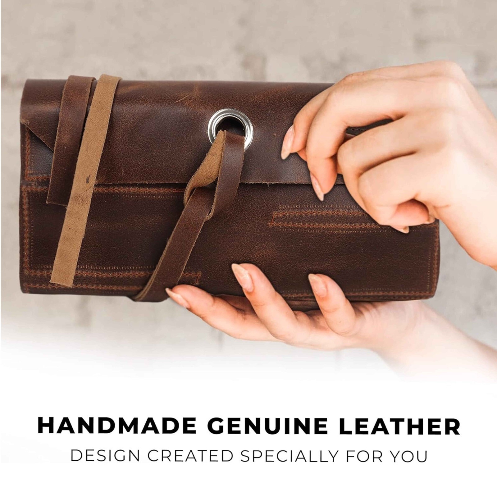 10 Slot Tool Roll Up Pouch – Vintage Style Chisel Bag in Antique Leather