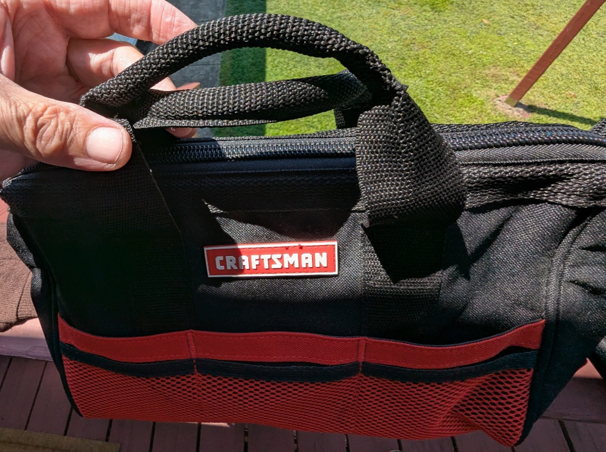 Craftsman two Widemouth Tool Bags NOS Black & Red (SEE PICS for SIZES) 1 L 1 S