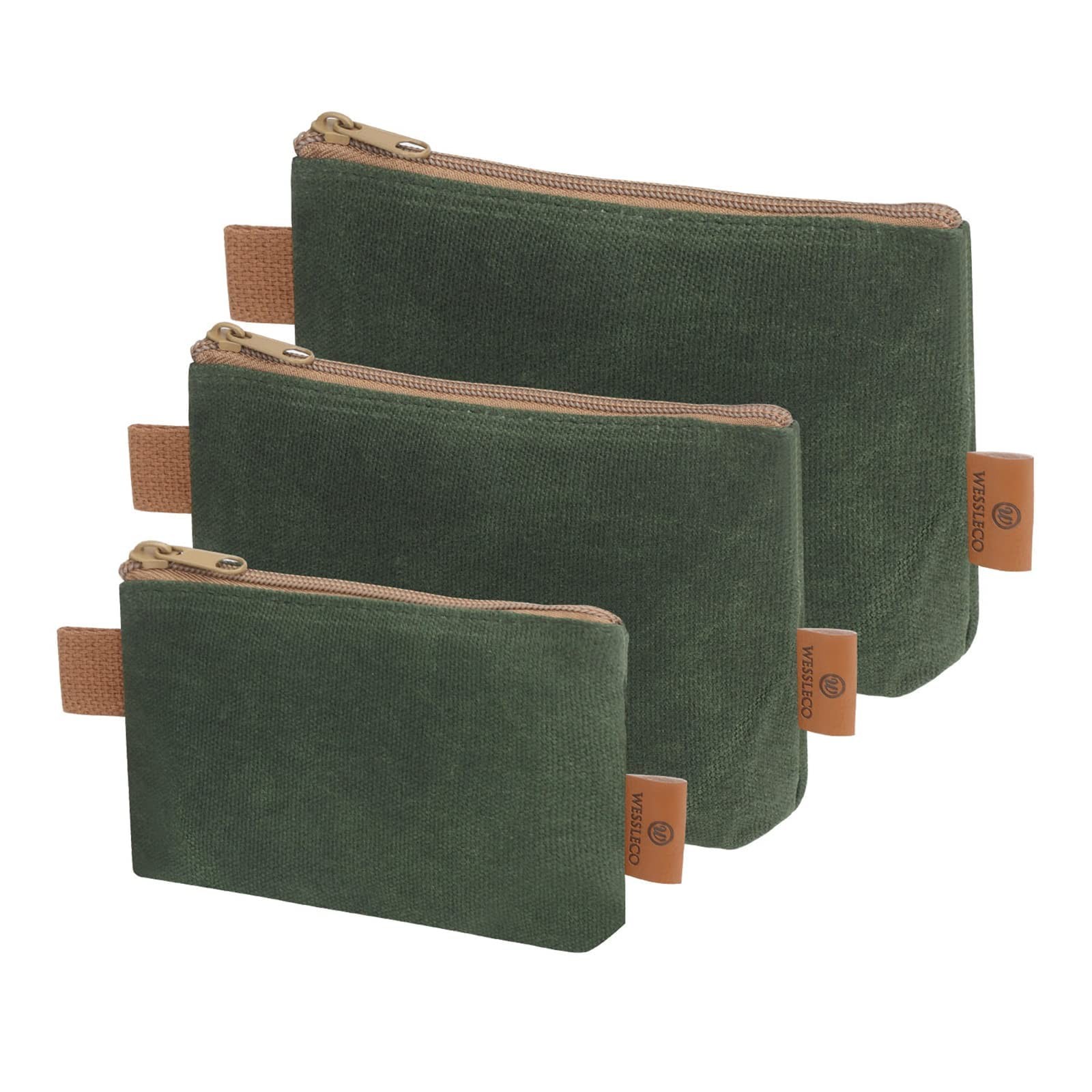 Wessleco Canvas Zipper Pouch, 3 Pack Small Tool Pouch Organizer, Heavy Duty 1…