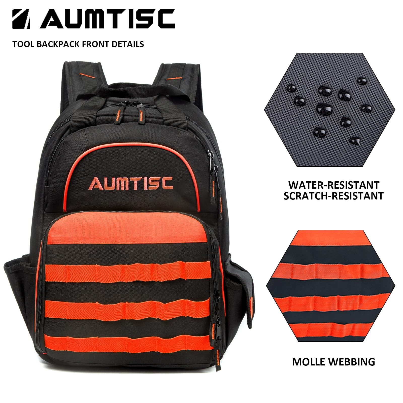 AUMTISC Tool Backpack Jobsite Backpack Tools Bag Multi-Use Pocket Industrial & C