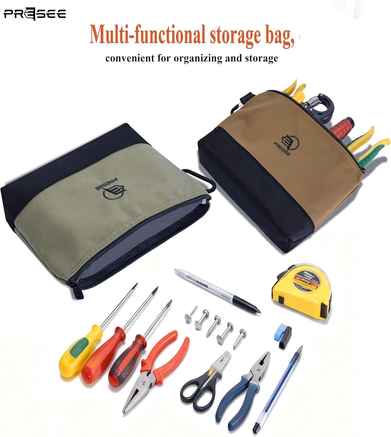 Heavy-Duty 1680D Waterproof Tool Pouch with Carabiner – Compact 10.5” Size