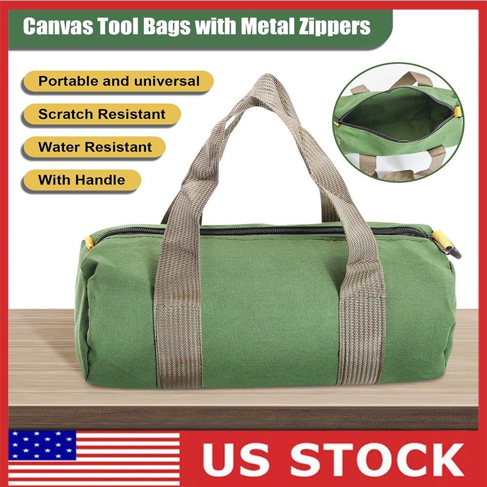 12in Heavy Duty Canvas Tool Bag with Zipper Muti-Purpose Portable Waterproof
