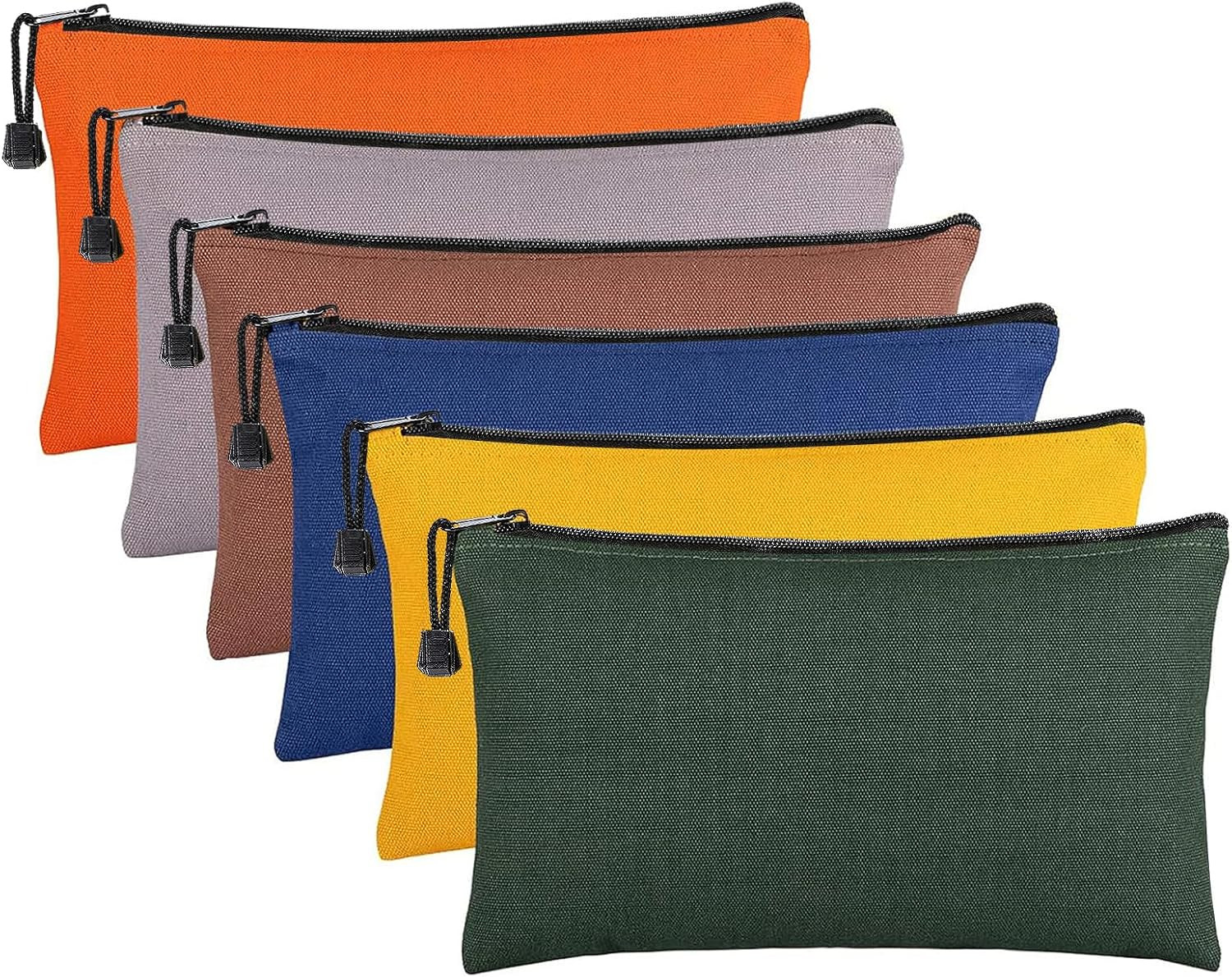 ANPHSIN 6 Pack Canvas Tool Bags Pouches – 11.2”X 7” Heavy Duty Zipper Pouch