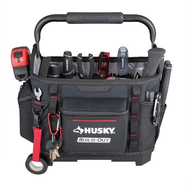 Husky Build-Out Heavy Duty Contractors 14 In. Tool Tote Box Rugged Build Out 14″