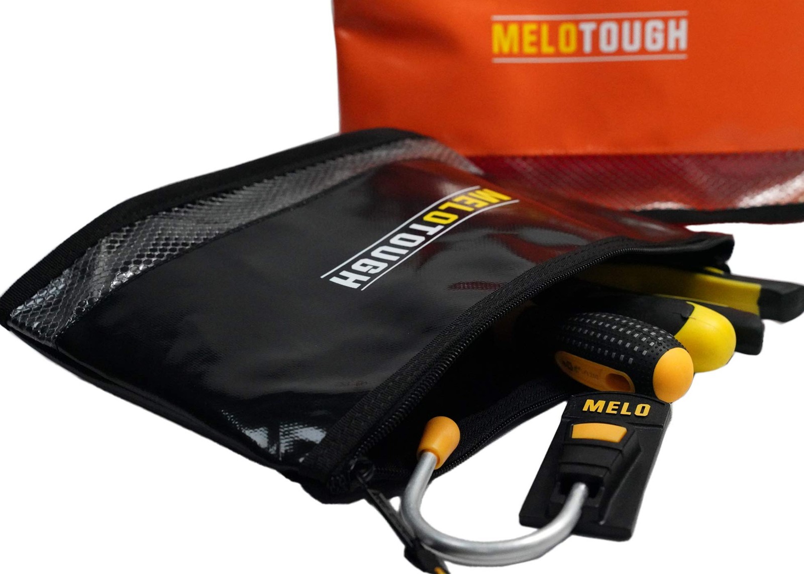 12 Inch Zipper Tool Pouch Small Carry Case Storage Organizer Black Orange