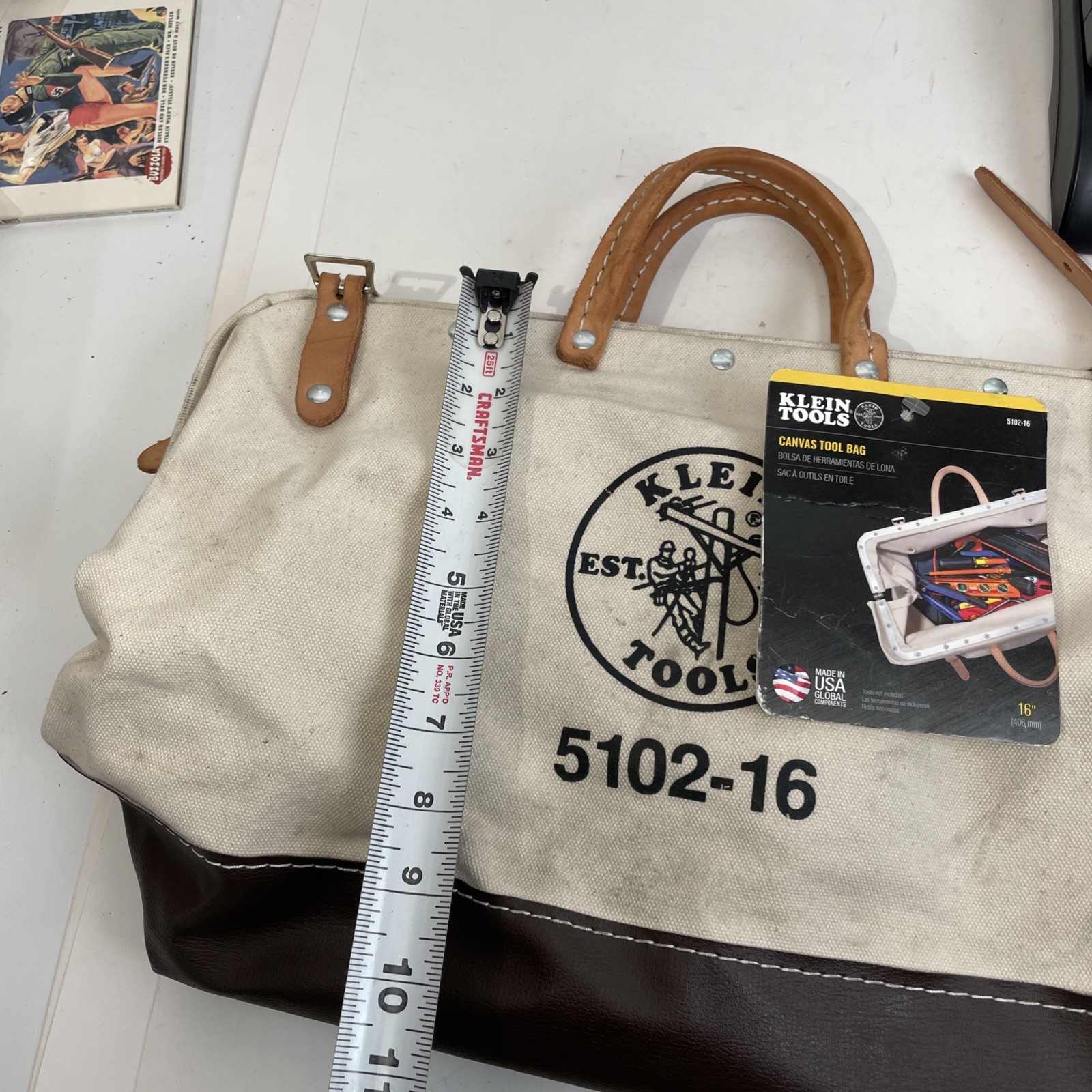 Klein Tools 5102-16 Canvas Tool Bag Wide Mouth Heavy Duty USA Needs Repair